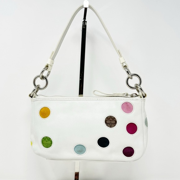 Coach White Shoulder Bag with Multicolor Dots - Picture 2 of 9